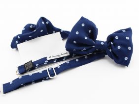 Silk bow tie with pocket handkerchief