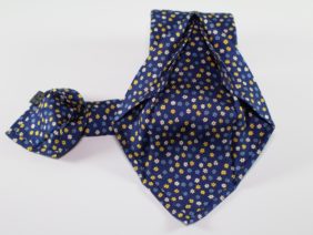 Seven fold silk twill tie - blue