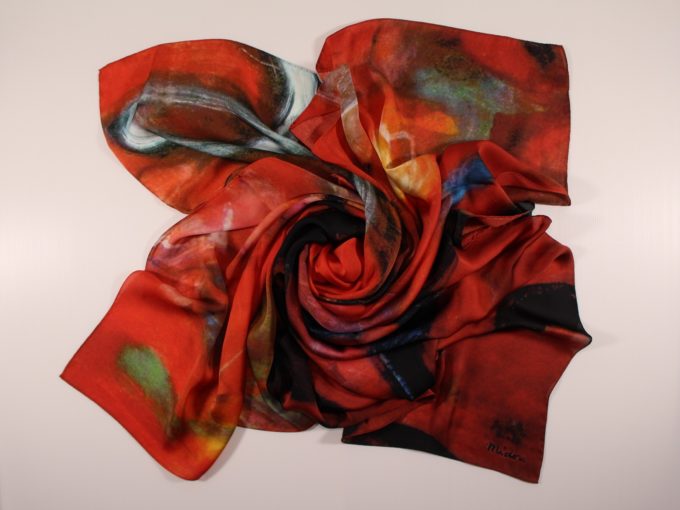 Silk scarf Oiran by Midori Mccabe