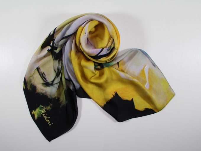 Silk scarf Haru Ichiban by Midori Mccabe