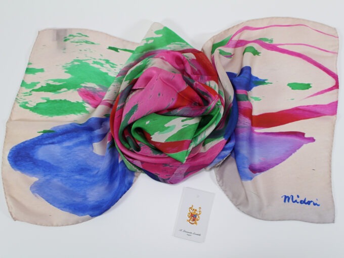 Silk scarf Pink by Midori Mccabe