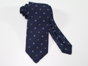 Three fold silk tie blue